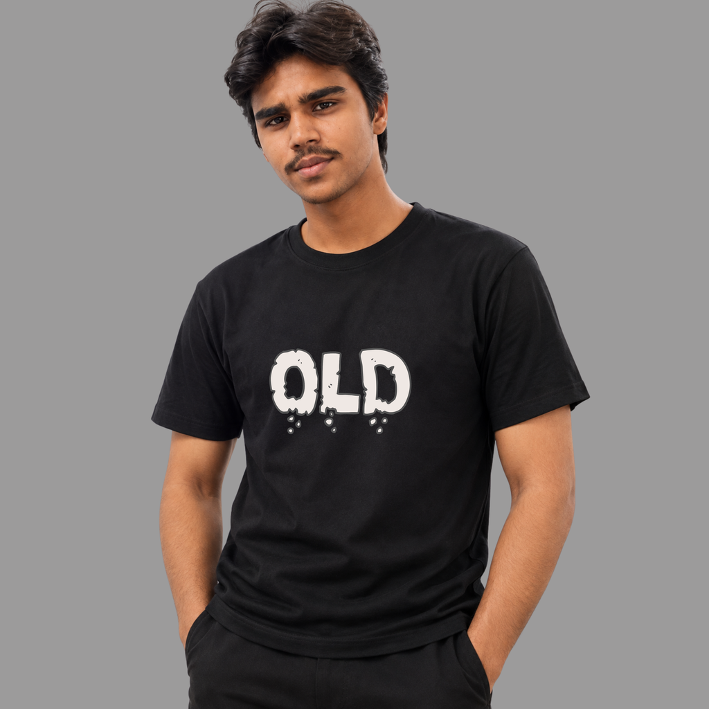 Bold "OLD" Distressed Typography Graphic Tee
