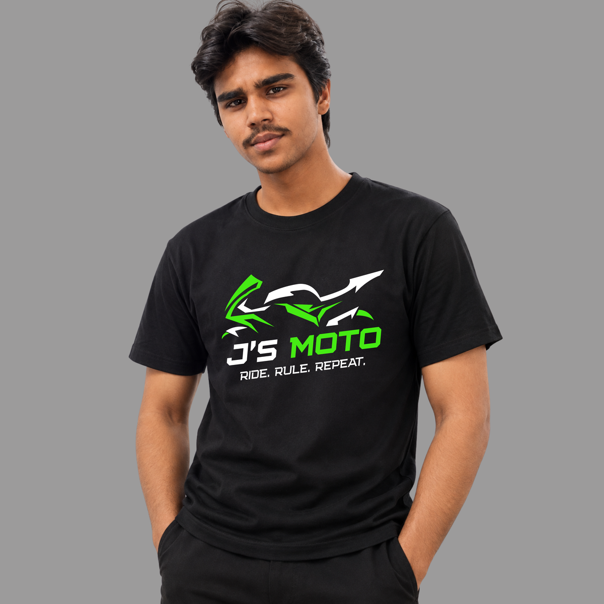 J’S MOTO Graphic T-Shirt – Ride. Rule. Repeat.