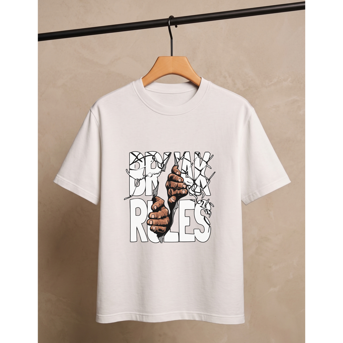 Men's Oversized Break Rules Graphic T-Shirt - Drop Shoulder