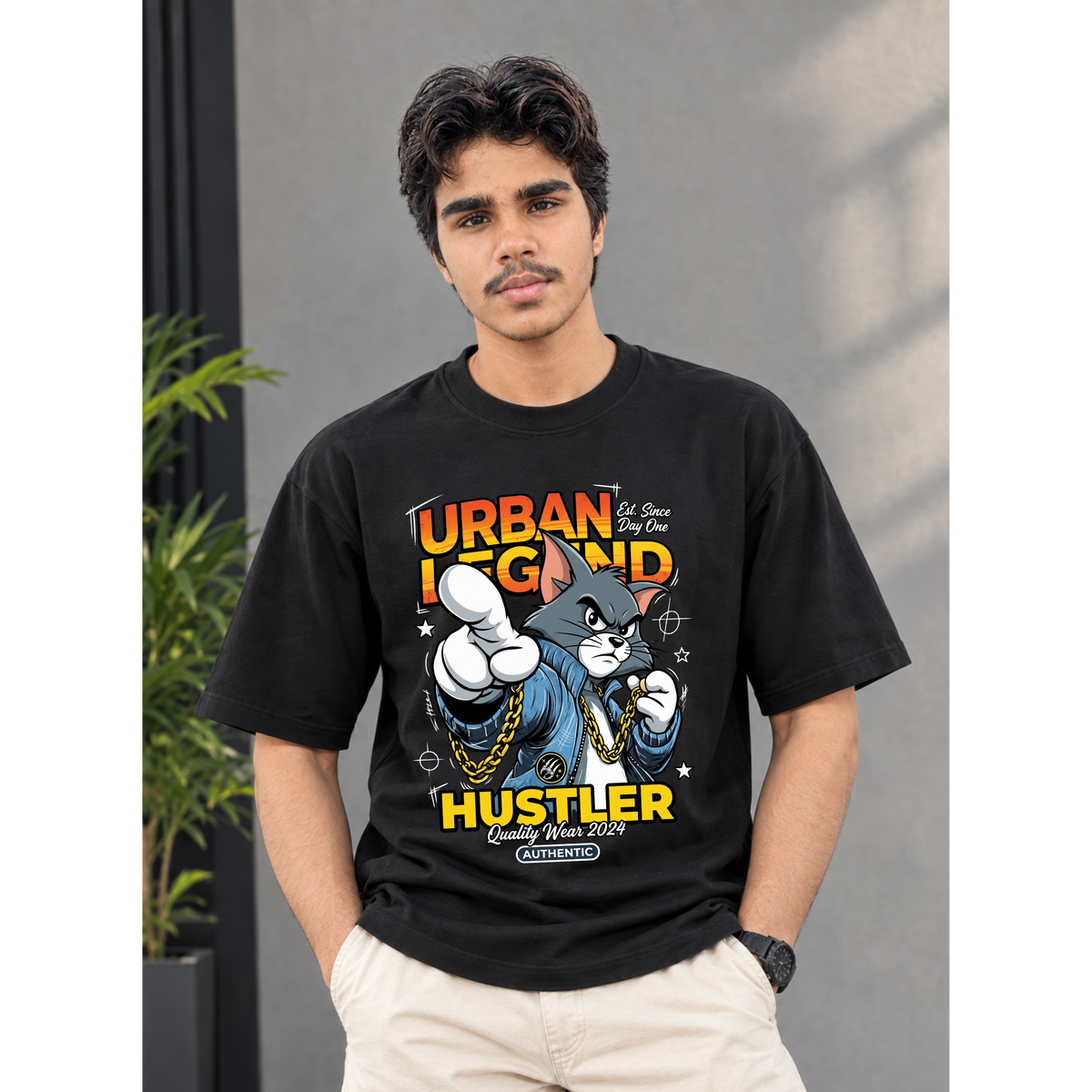 Men's Oversized Break Rules Graphic T-Shirt - Drop Shoulder (Copy)