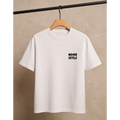 Men's Oversized Never Settle Graphic T-Shirt - White Drop Shoulder