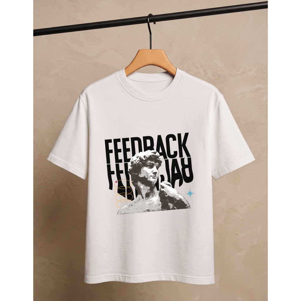 Men's Oversized Feedback David Graphic T-Shirt - White Drop Shoulder