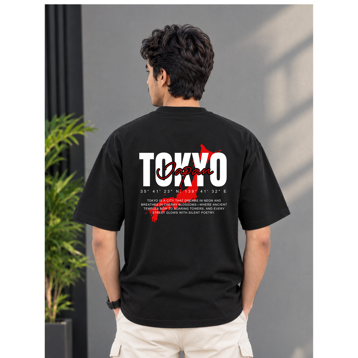 Men's Oversized Tokyo Japan Graphic T-Shirt - Black Drop ShoulderMen's Oversized Never Settle Graphic T-Shirt - White Drop Shoulder (Copy)
