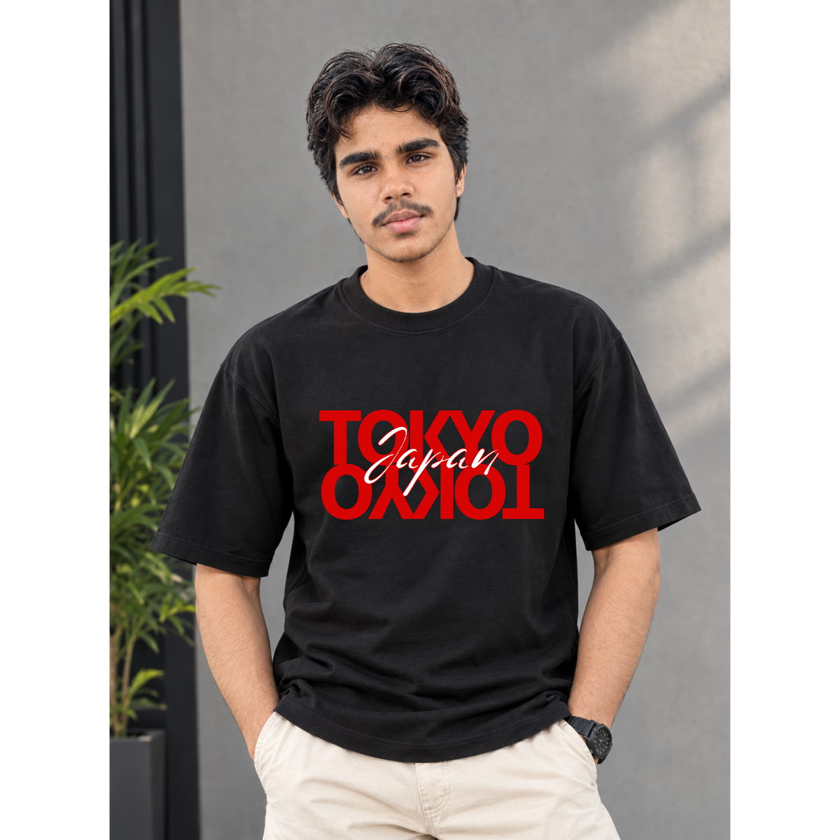 Men's Oversized Tokyo Japan Graphic T-Shirt - Black Drop ShoulderMen's Oversized Never Settle Graphic T-Shirt - White Drop Shoulder (Copy)