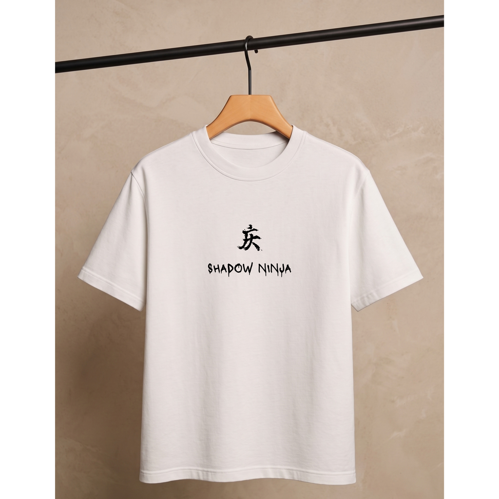 Men's Oversized Shadow Ninja Graphic T-Shirt - White Drop Shoulder
