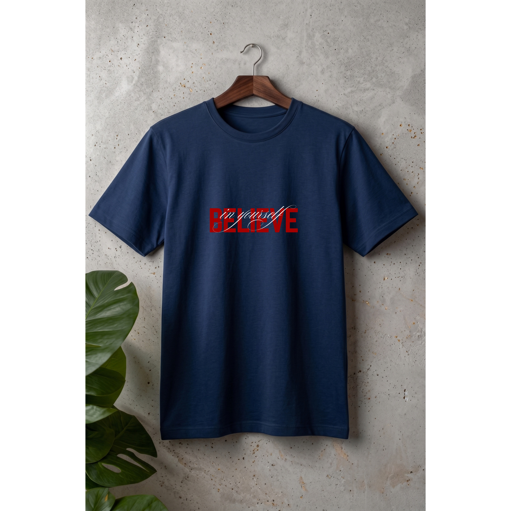 Men's Oversized Believe In Yourself Graphic T-Shirt - Drop Shoulder