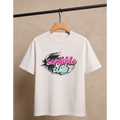 Men's Oversized Scribble Club Graphic T-Shirt - White Drop Shoulder