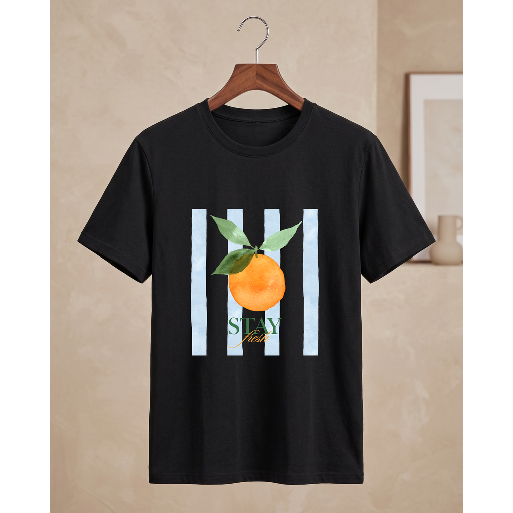 Men's Oversized Stay Fresh Orange Graphic T-Shirt - Drop Shoulder