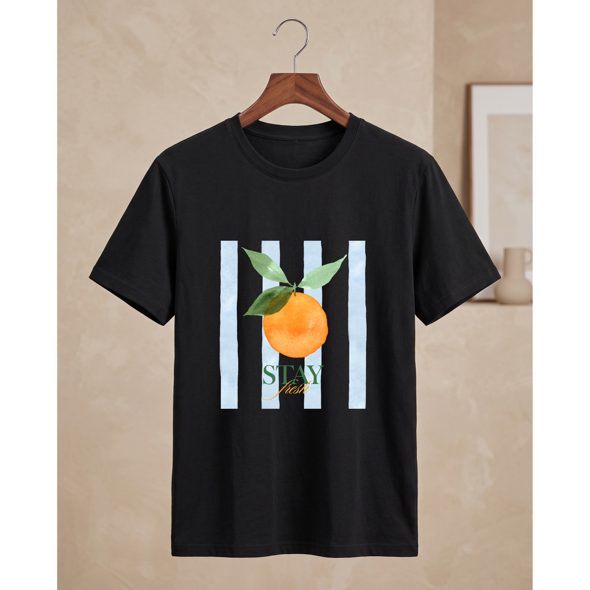 Men's Oversized Stay Fresh Orange Graphic T-Shirt - Drop Shoulder
