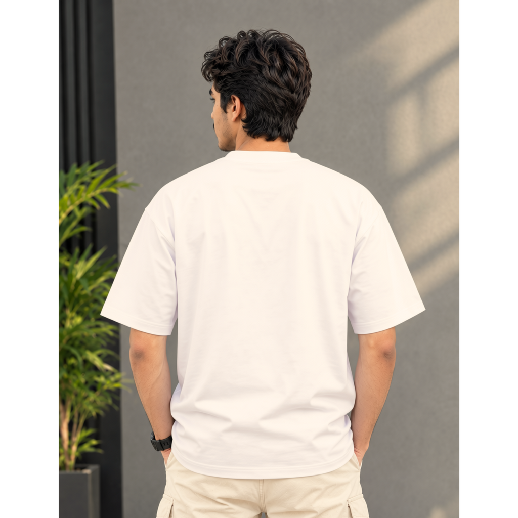 Men's Oversized Ishq Sufi Graphic T-Shirt - White Drop Shoulder