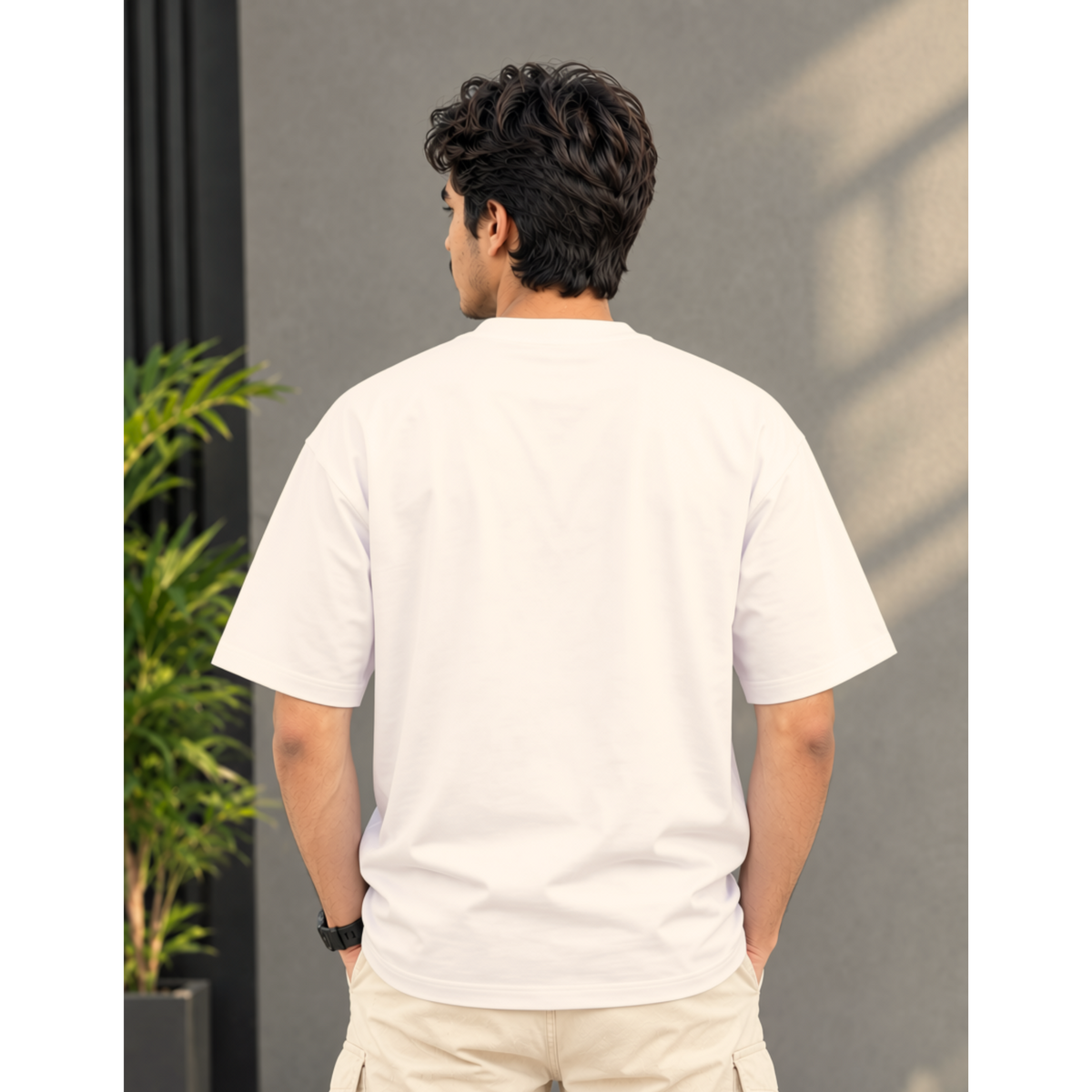 Men's Oversized Ishq Sufi Graphic T-Shirt - White Drop Shoulder
