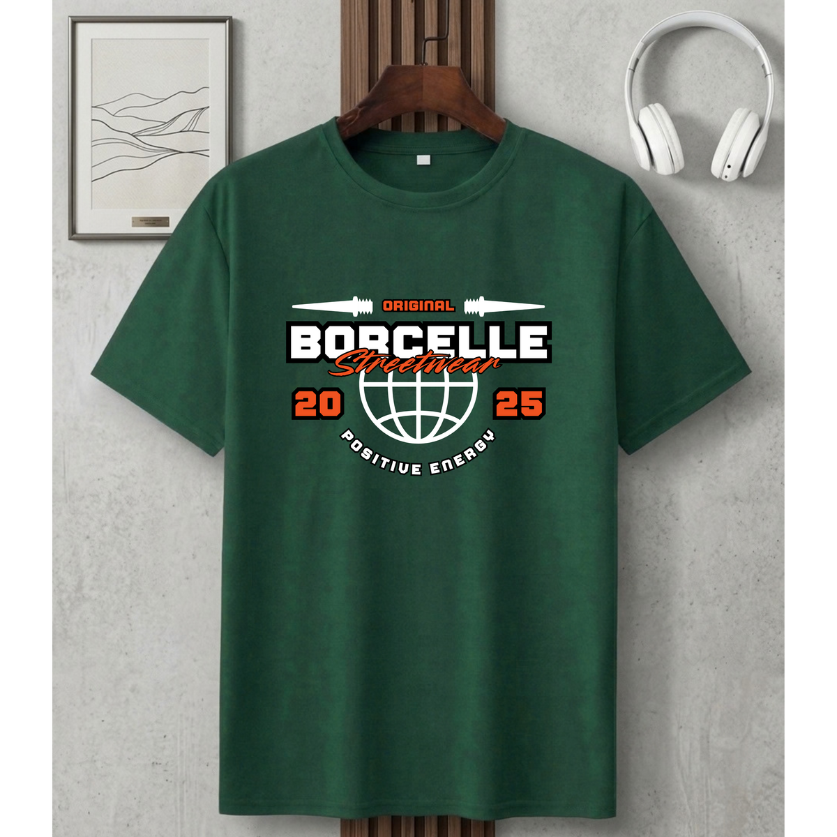Men's Oversized Borcelle Streetwear Graphic T-Shirt - Drop Shoulder)