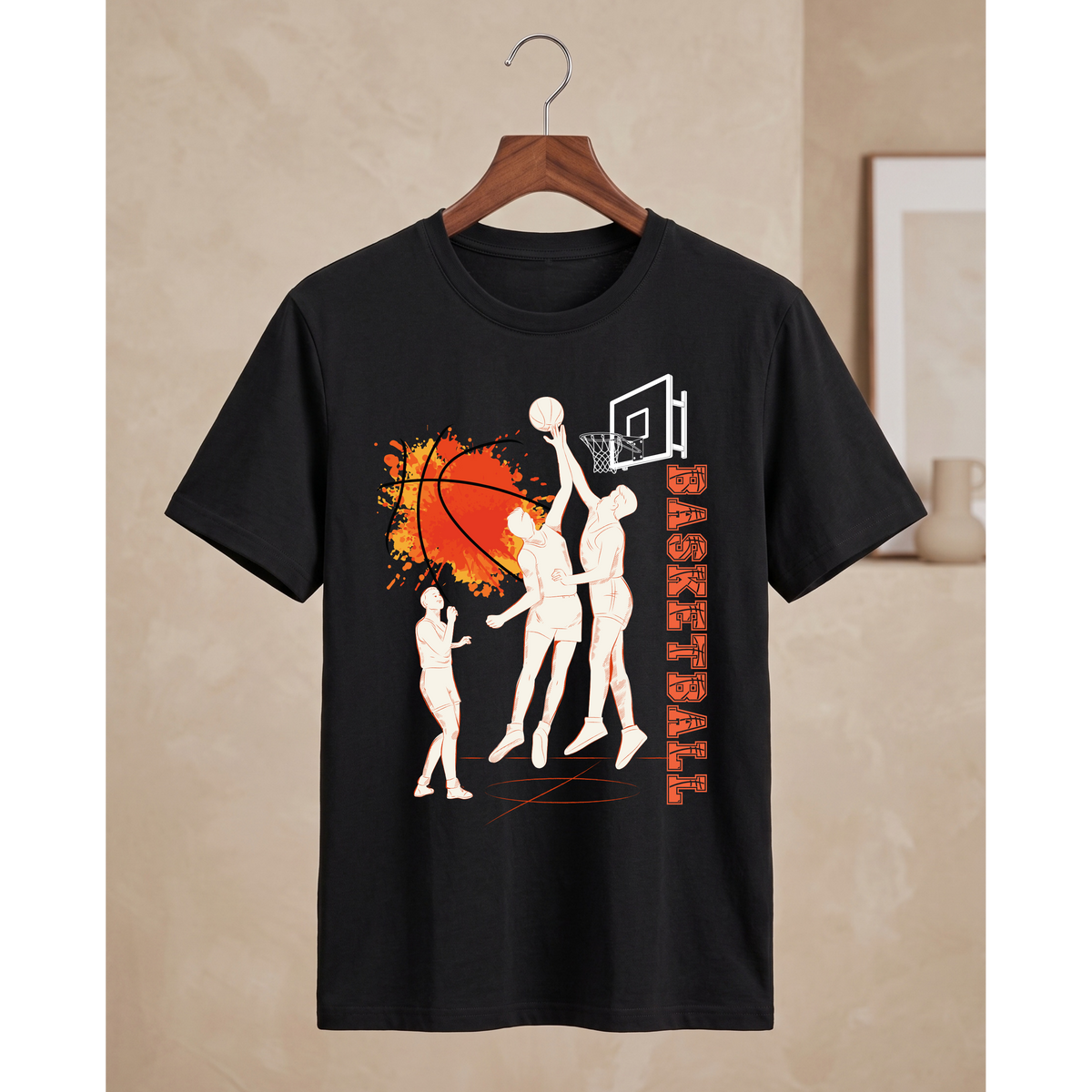 Men's Oversized Basketball Graphic T-Shirt - Drop Shoulder