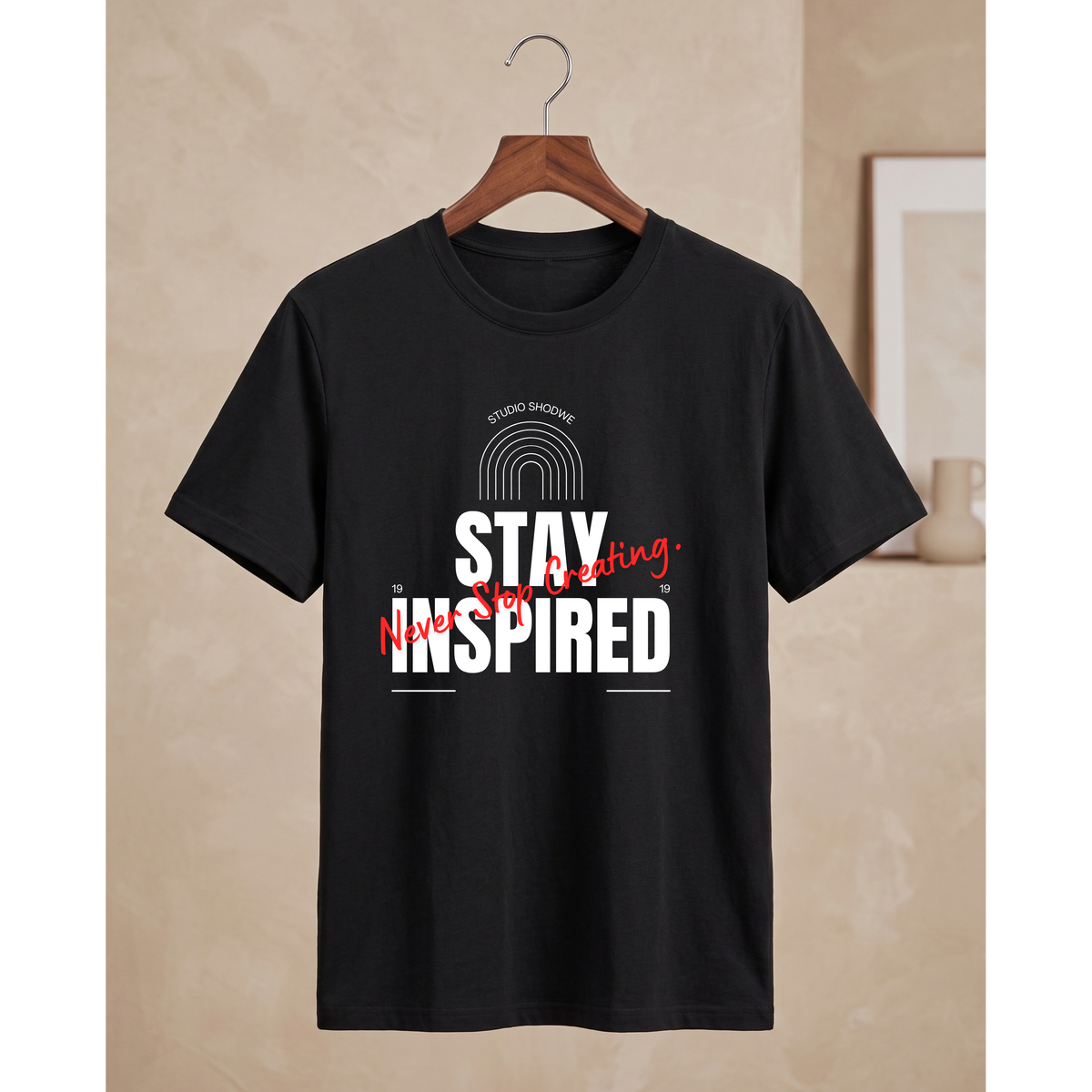 Men's Oversized Stay Inspired Graphic T-Shirt - Drop Shoulder
