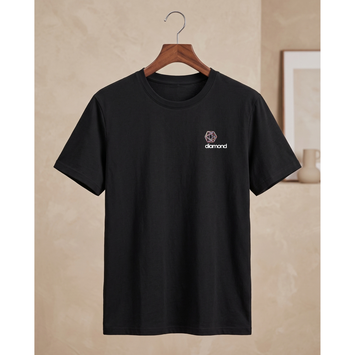 Men's Oversized Diamond Geometric Graphic T-Shirt - Black Drop Shoulder