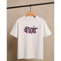 Men's Oversized Noir Gothic Graphic T-Shirt - White Drop Shoulder