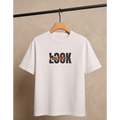 Men's Oversized Tiger Eyes "Look" Graphic T-Shirt - White Drop Shoulder