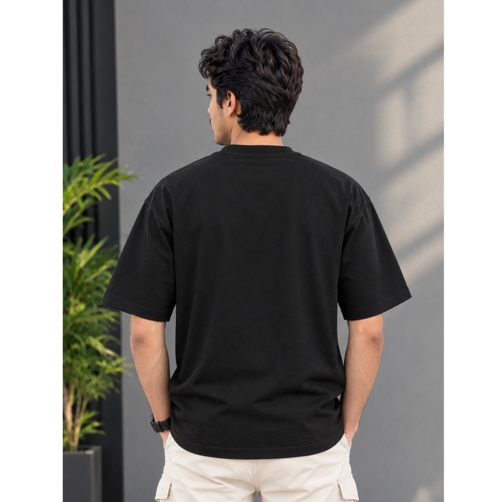 Men's Oversized Be Stronger Graphic T-Shirt - Black Drop Shoulder