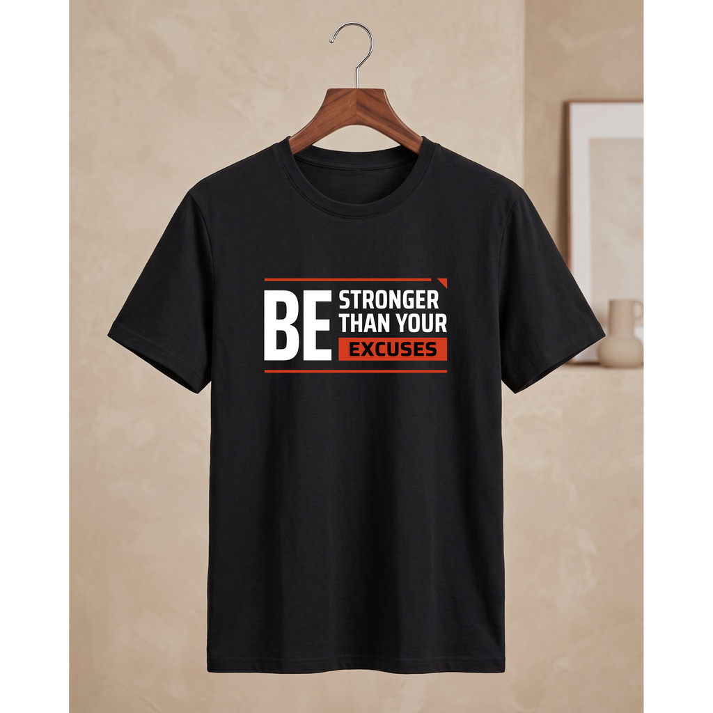 Men's Oversized Be Stronger Graphic T-Shirt - Black Drop Shoulder
