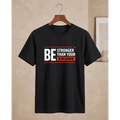 Men's Oversized Be Stronger Graphic T-Shirt - Black Drop Shoulder