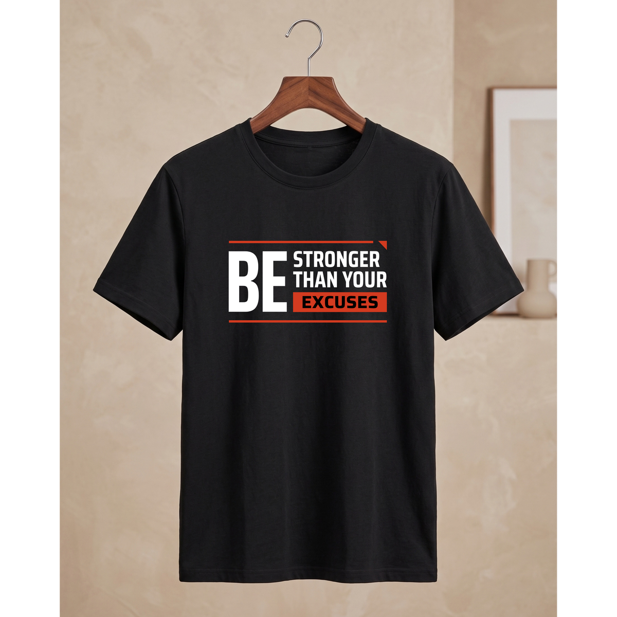 Men's Oversized Be Stronger Graphic T-Shirt - Black Drop Shoulder