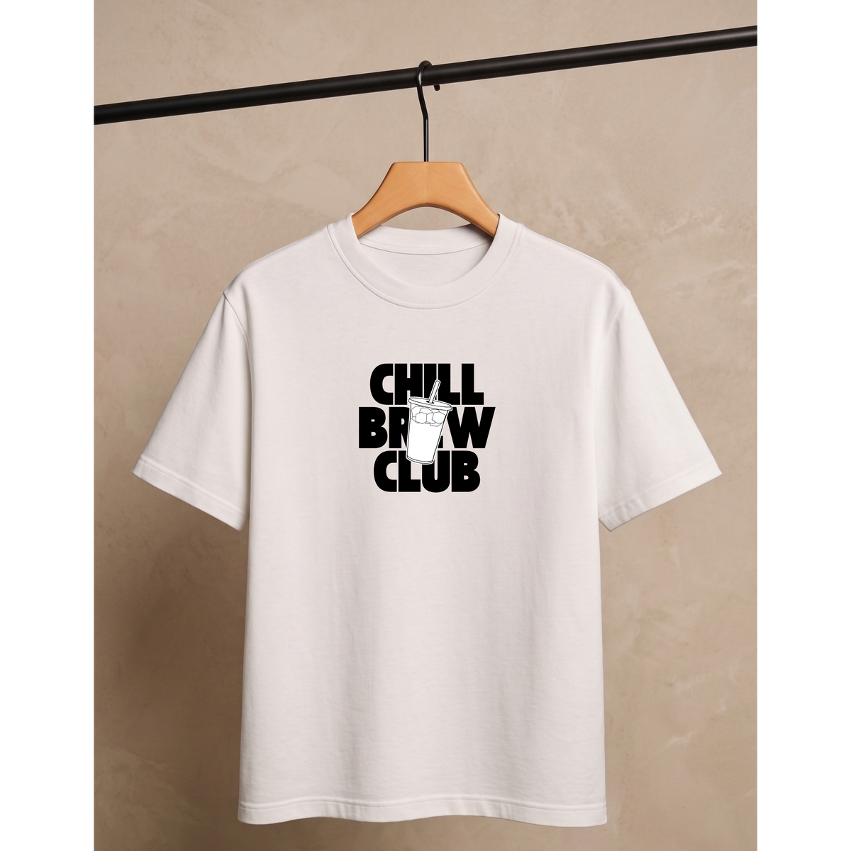 Men's Oversized Chill Brew Club Graphic T-Shirt - White Drop Shoulder