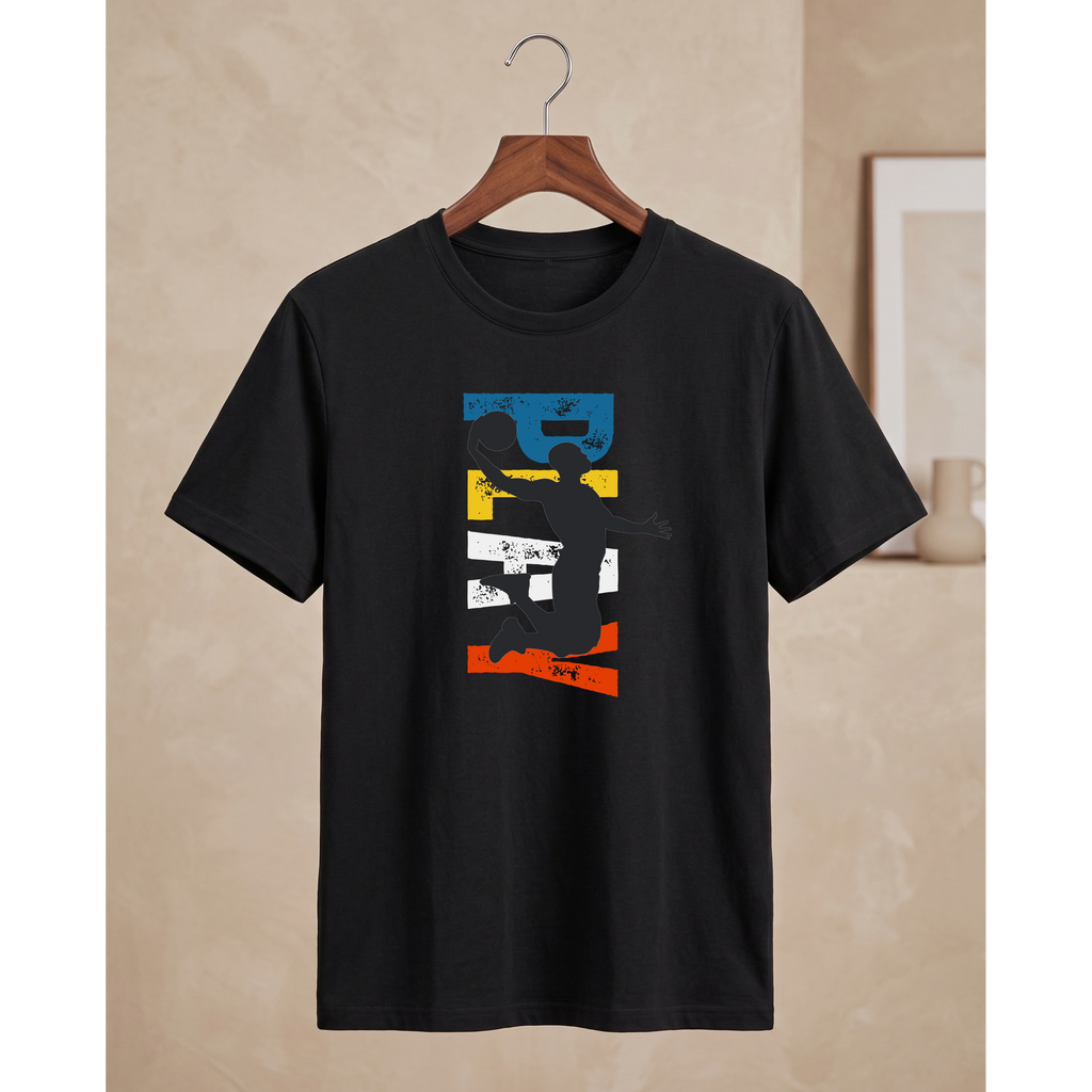 Men's Oversized Basketball Play Graphic T-Shirt - Drop Shoulder