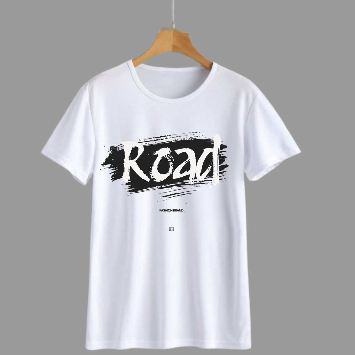 Stylish White T-Shirt with Road Graphic Design
