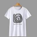 White Graphic T-Shirt Mockup With Minimal Spiral Logo And New York Branding On Hanger