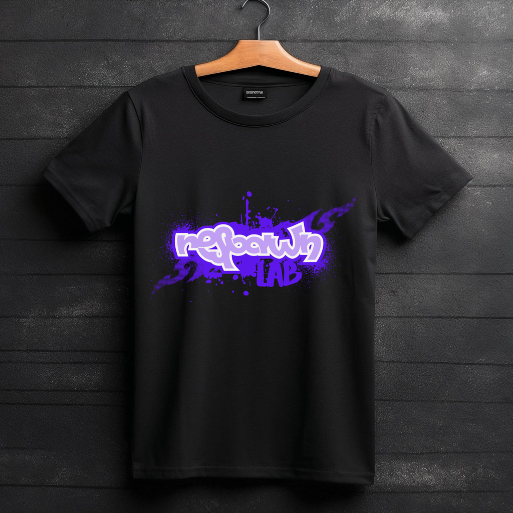 Urban Purple Graffiti Black Graphic T-Shirt | Streetwear Tee