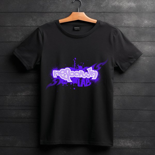 Urban Purple Graffiti Black Graphic T-Shirt | Streetwear Tee